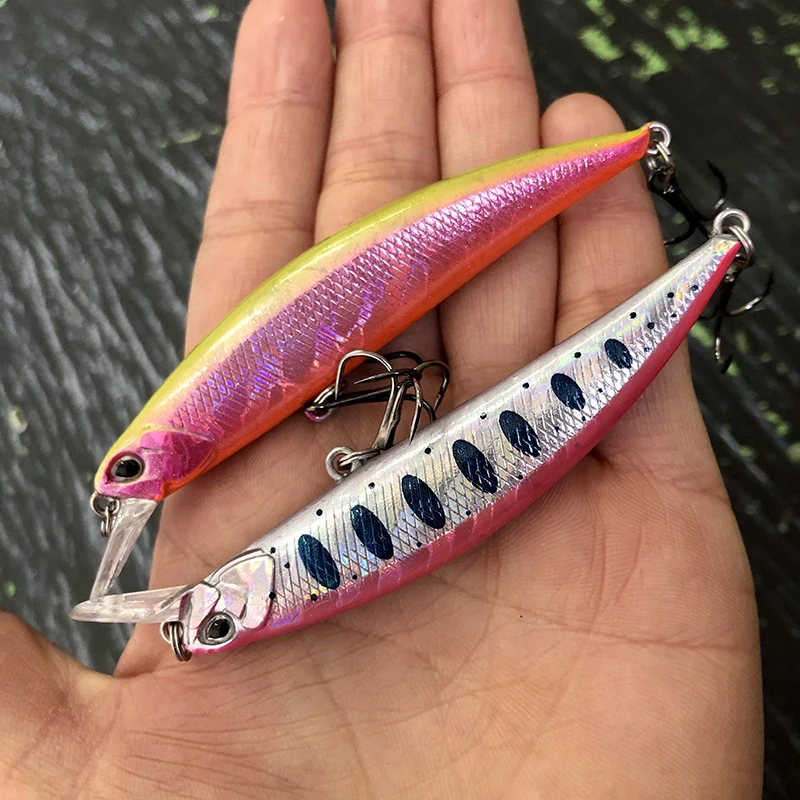 80mm 12g Sinking Minnow Fishing Lures Artificial Hard Bait Wobbler for Saltwater Trout Plastic Swimbait Pesca Jerkbait Equipment