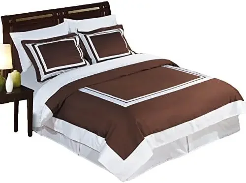 4PC King/Cal King Bedding Set Including 300TC Hotel Chocolate with White Duvet Set Cover Set+ White Down Alternative