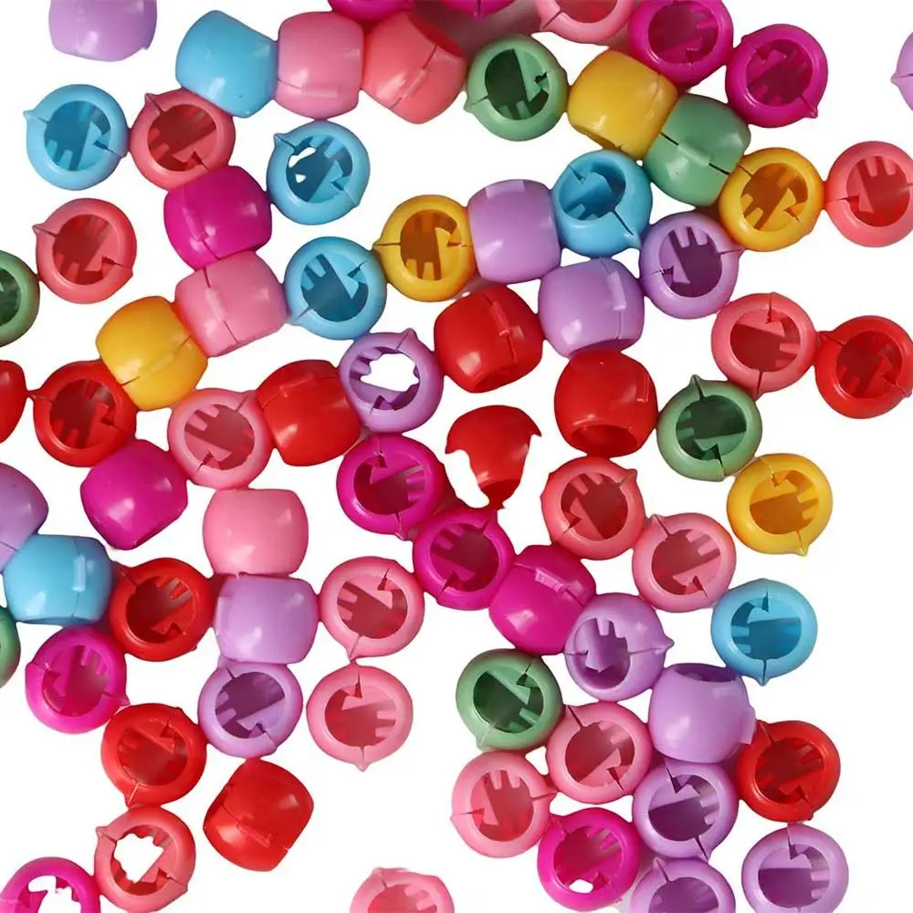 40pcs/set Cute Plastic Mix Colorful Hair Beads Mini Hollow Hair Braids Maker Beads Braids Headwear Kids