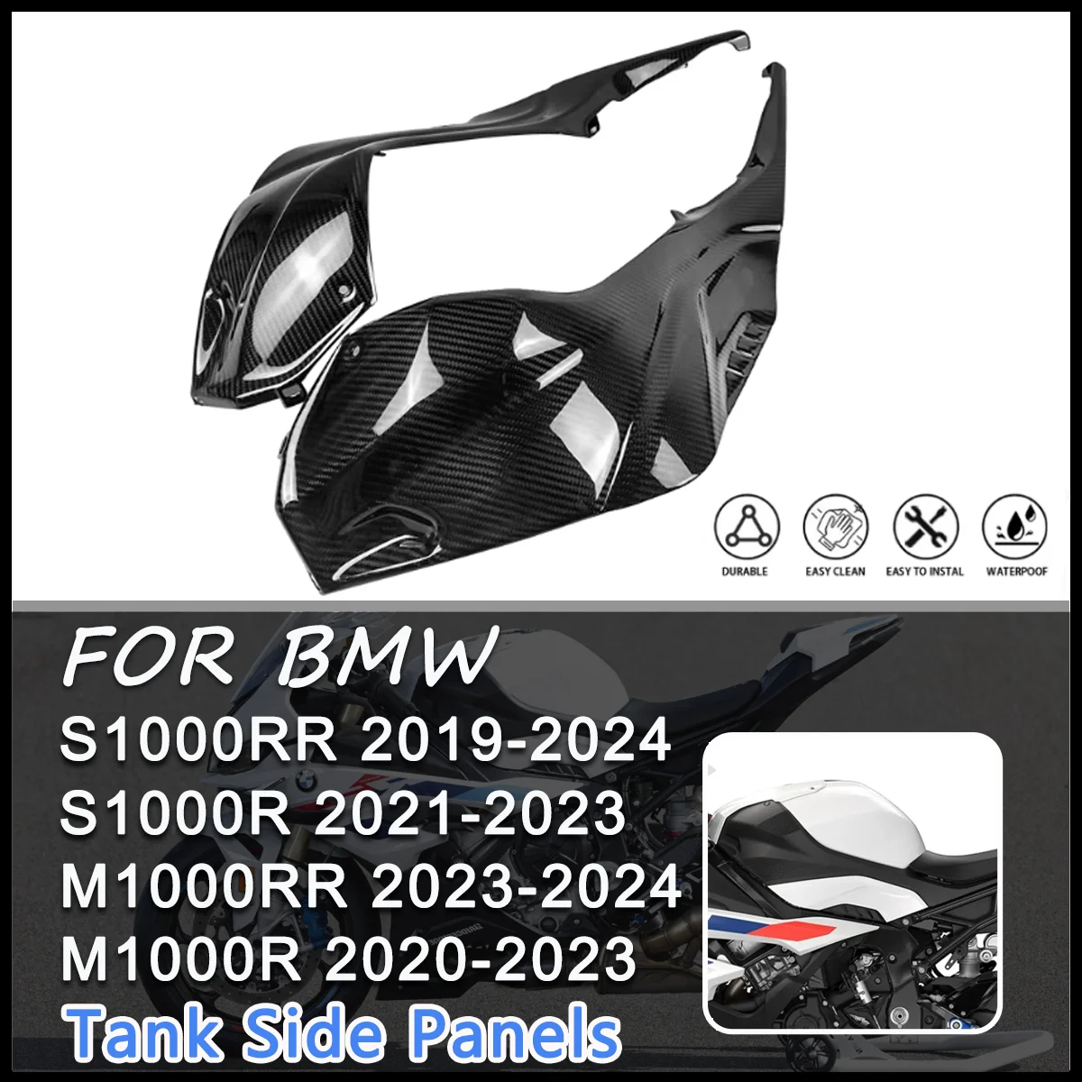 

For BMW S1000RR S1000R M1000RR M1000R 2019 2020 2021 2022 2023 2024 3K 100% Dry Carbon Fiber Motorcycle Accessories Side Panels