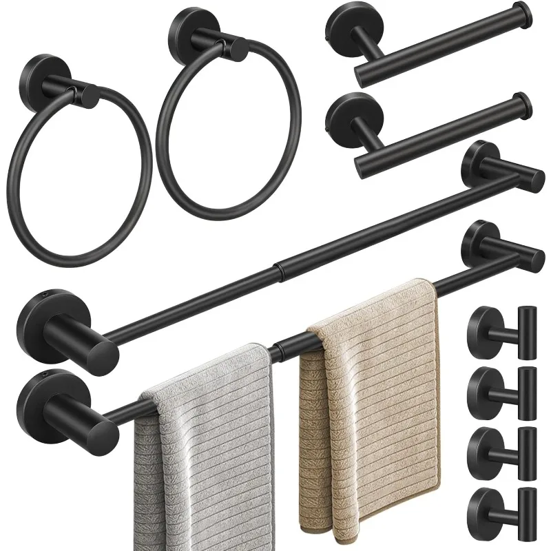 Retractable Bathroom Hardware Set, Including Hand Towel Bars, Toilet Paper Holders, Towel Rings, Robe Towel Hooks