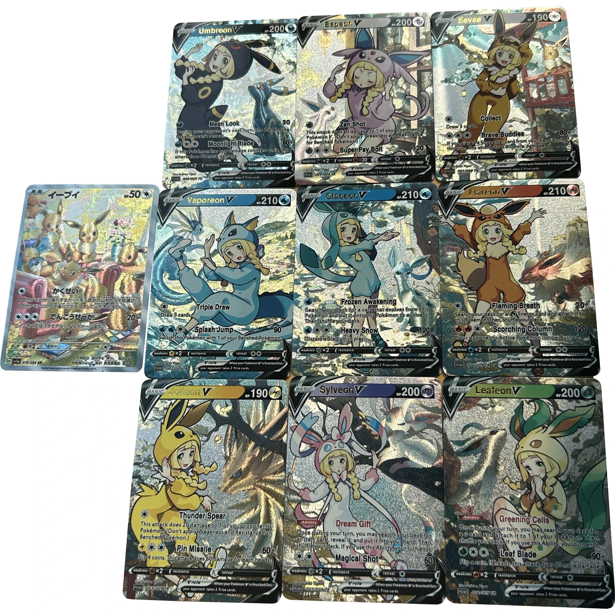 

10Pcs/set PTCG Lillie Cos Eevee Series Coarse Flash Card Umbreon Espeon Classic Game Anime Collection Cards Diy Gift Toys