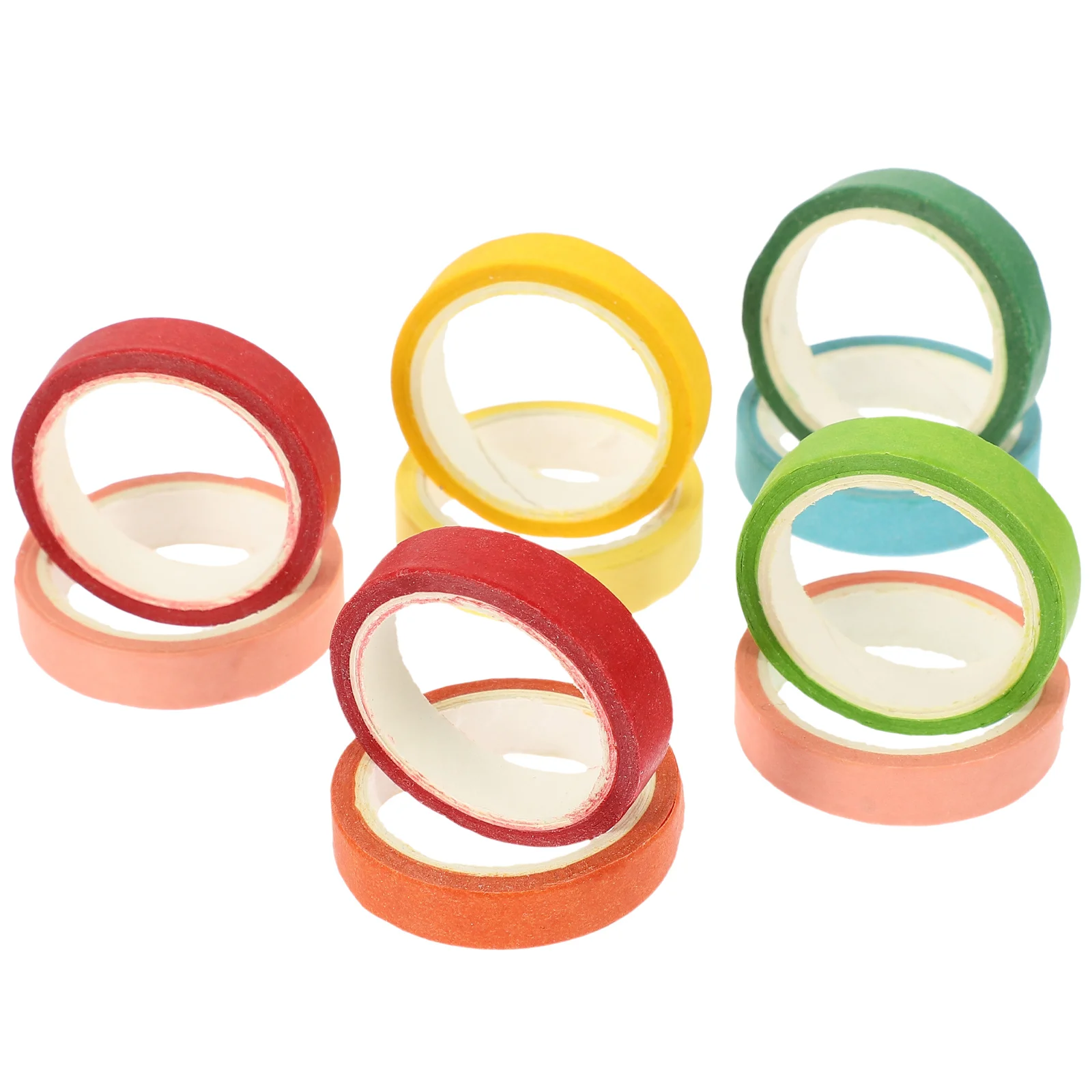 

10pcs 10 Rolls Rainbow Washi Tape Candy Color Masking Adhesive Paper For Diy Decoration Scrapbooking Journal Notebook Gift