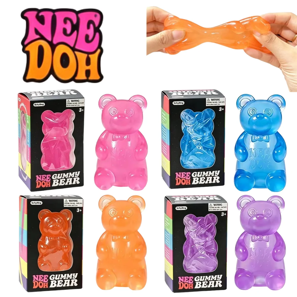 Schylling Needoh Gummibärchen Transparentes Jelly Squishy Fidget Squeeze Spielzeug TPR Weich Ungiftig Anti-Angst Dekompressions-Schreibtischspielzeug@