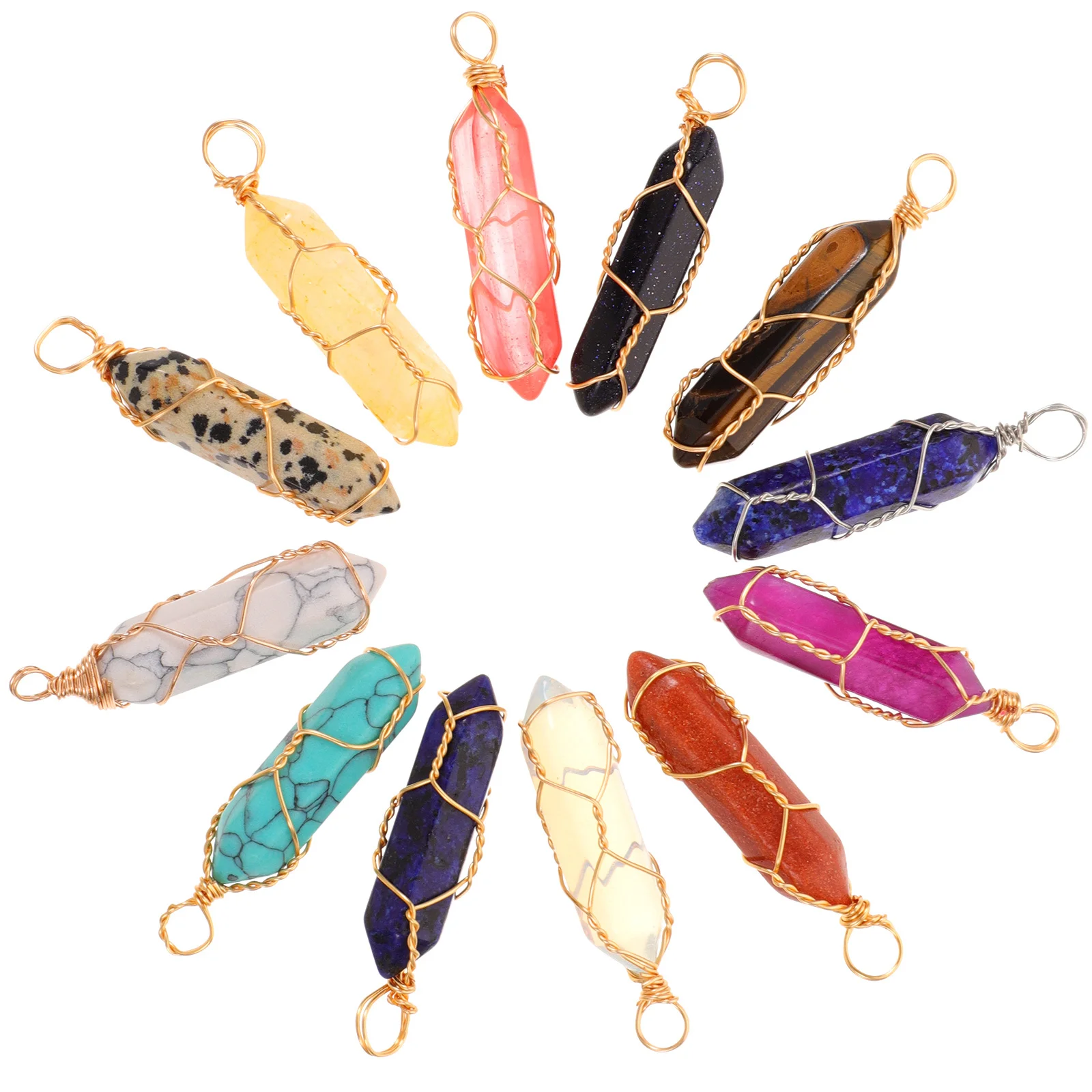 

12Pcs Crystal Agate Pendant Hexagon Ornament Adorable DIY Craft Necklace Accessory Charm Pendant for Bracelets Hanging Decor