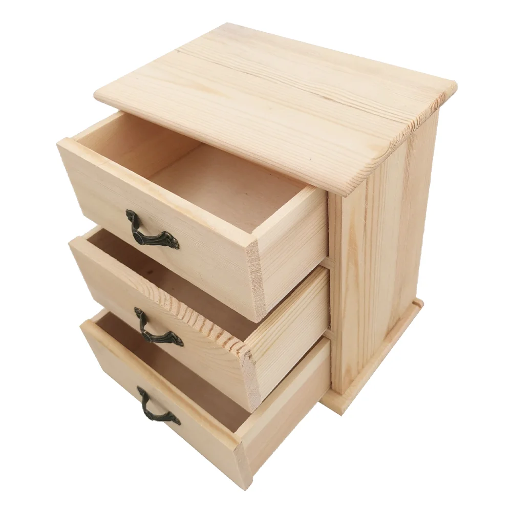 Dollhouse Desk Storage Box Bedroom Furniture Make up Mini Drawer Miniature Wooden Drawers Organizer with