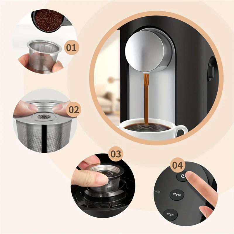 A74E-Stainless Steel Reusable Coffee Pods For Keurig 1.0, 2 Pack For Keurig, Reusable K Cups