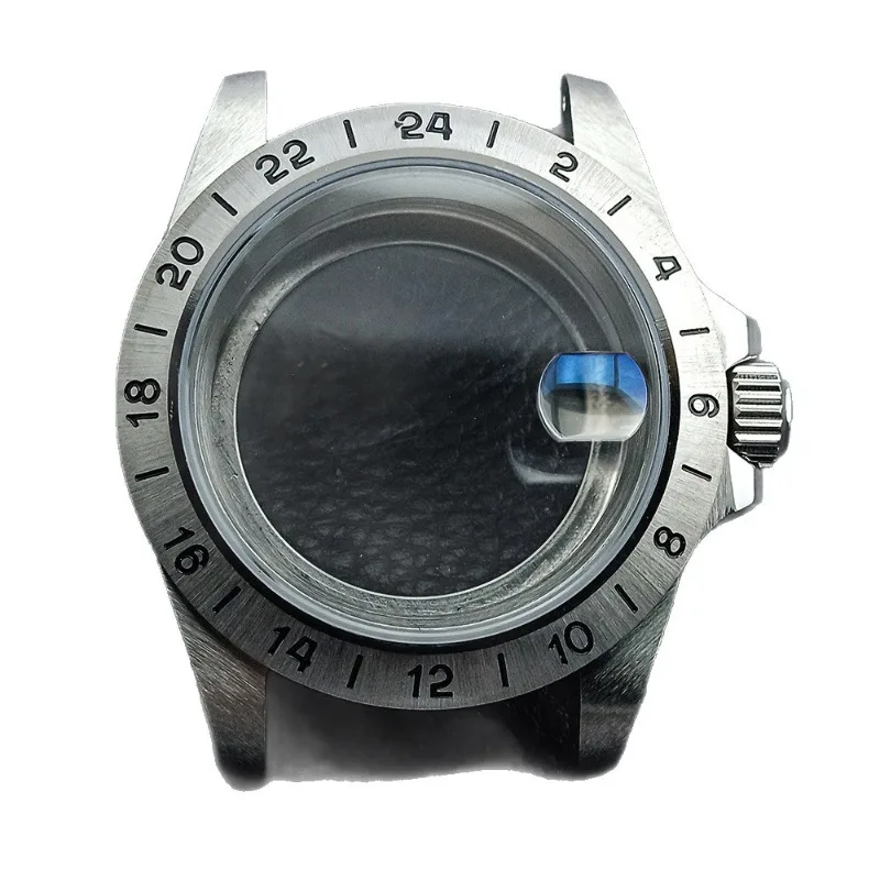 حافظة ساعة جديدة بتوقيت جرينتش 39.5 ملم، مناسبة لحركات NH34/35، مع كريستال الياقوت المسطح وعرض العروة 20 ملم #5