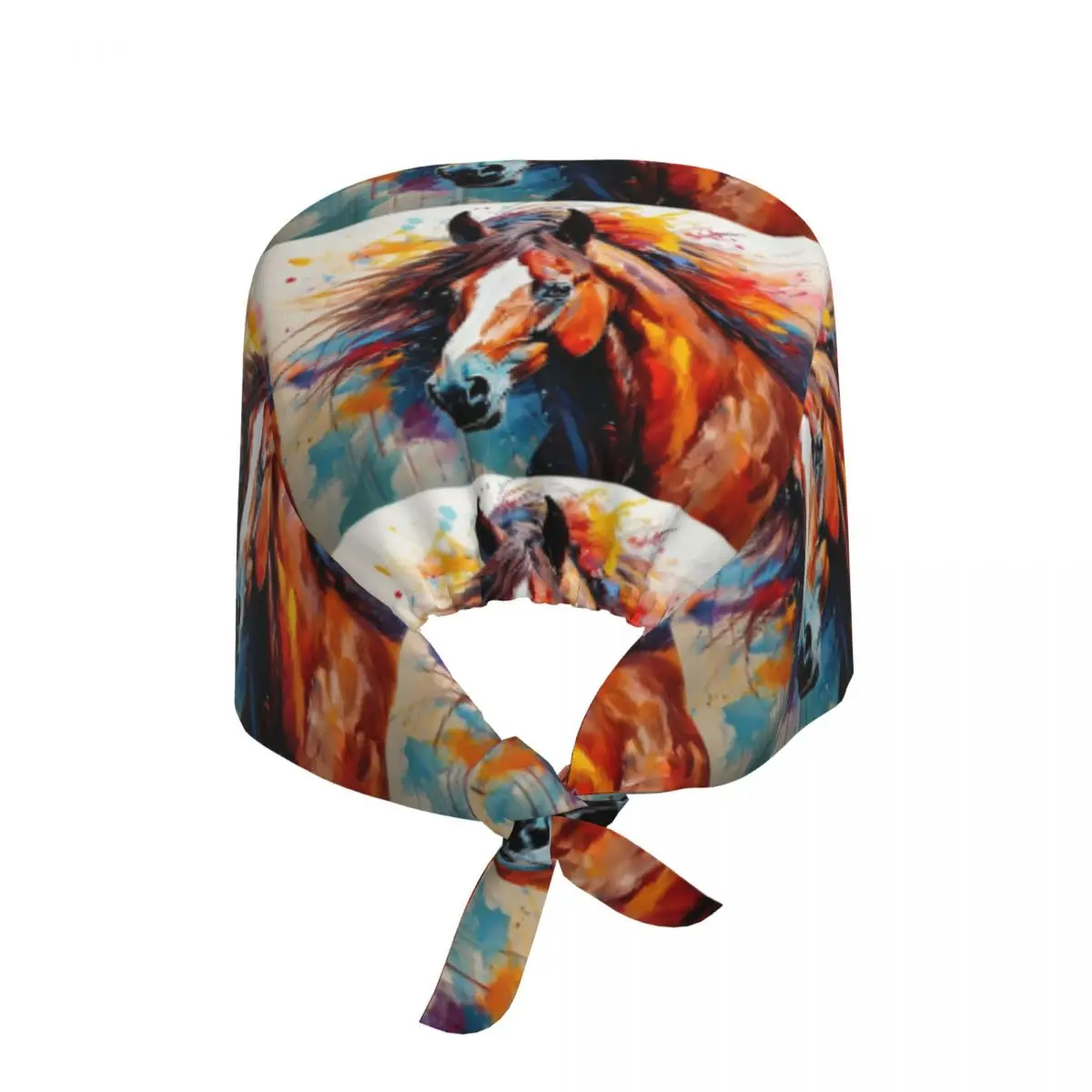 Horse Art Loose Artistic Scrub Hat Doctor Working Surgical Cap Unisex Adjustable Nursing Caps for Dentist