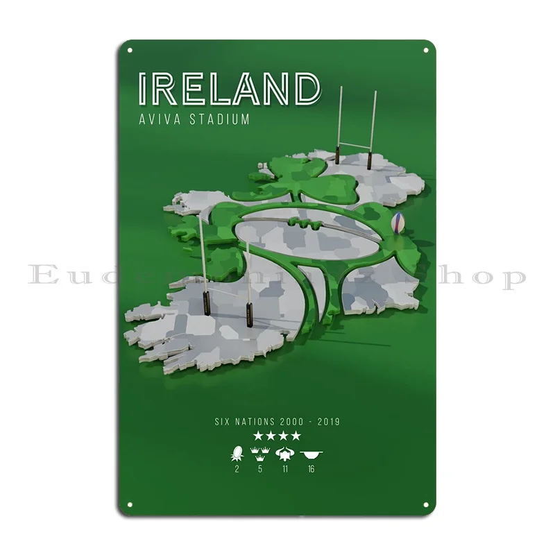 Ireland Rugby Six Nations Metal Plaque Poster Bar Wall Mural Create Living Room Custom Tin Sign Poster