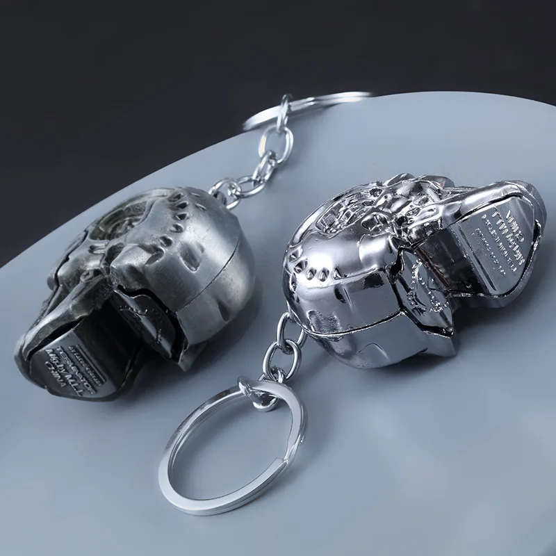 Terminator llavero con cabeza de calavera para hombres y mujeres, llavero con colgante de esqueleto humano, joyería Elektroniczny morderca, accesorios para llaveros de coche