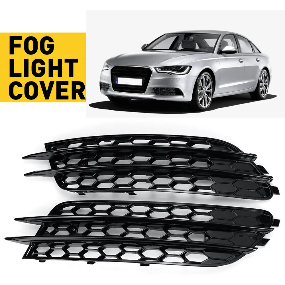 

1 Pair Honeycomb Fog Light Grille Cover Bezels Compatible for 2012 2013 2014 2015 A6 C7 Standard Bumper Replaces 4G0807681