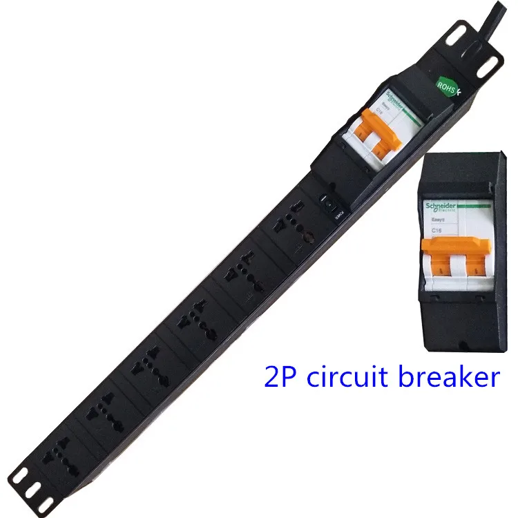 Black 19-inch 1U  Basic PDU Power Distribution Unit 8-port Universal PDU with Power Light Indicator Factory Guangdong