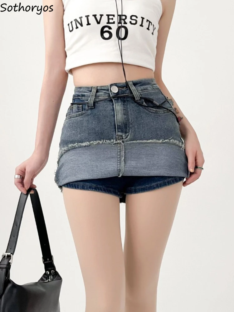 

Denim Skirts Women Love Creativity Charming Special Korean Style Vintage Young All-match Spring Prevalent Sweet Ladies Tender