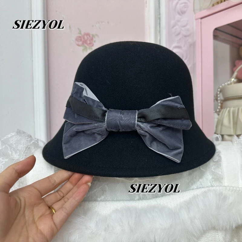 Autumn Winter New Arrival Fashion Kawaii Bows Ladies Caps Woolen Hat Elegance Cute Girl Easiest for Match Hats Bonnet