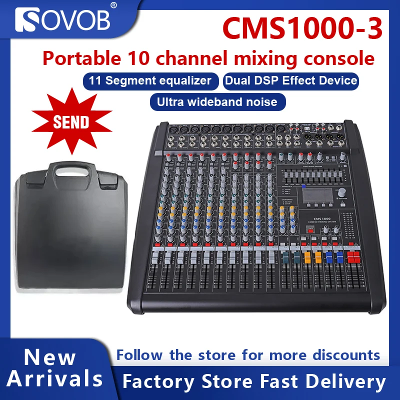 

CMS1000-3 Professional Mixing Console 10 Channel Studio Illusion Mixer Digital Professional Stage Mixing Processor 99DPS Effect