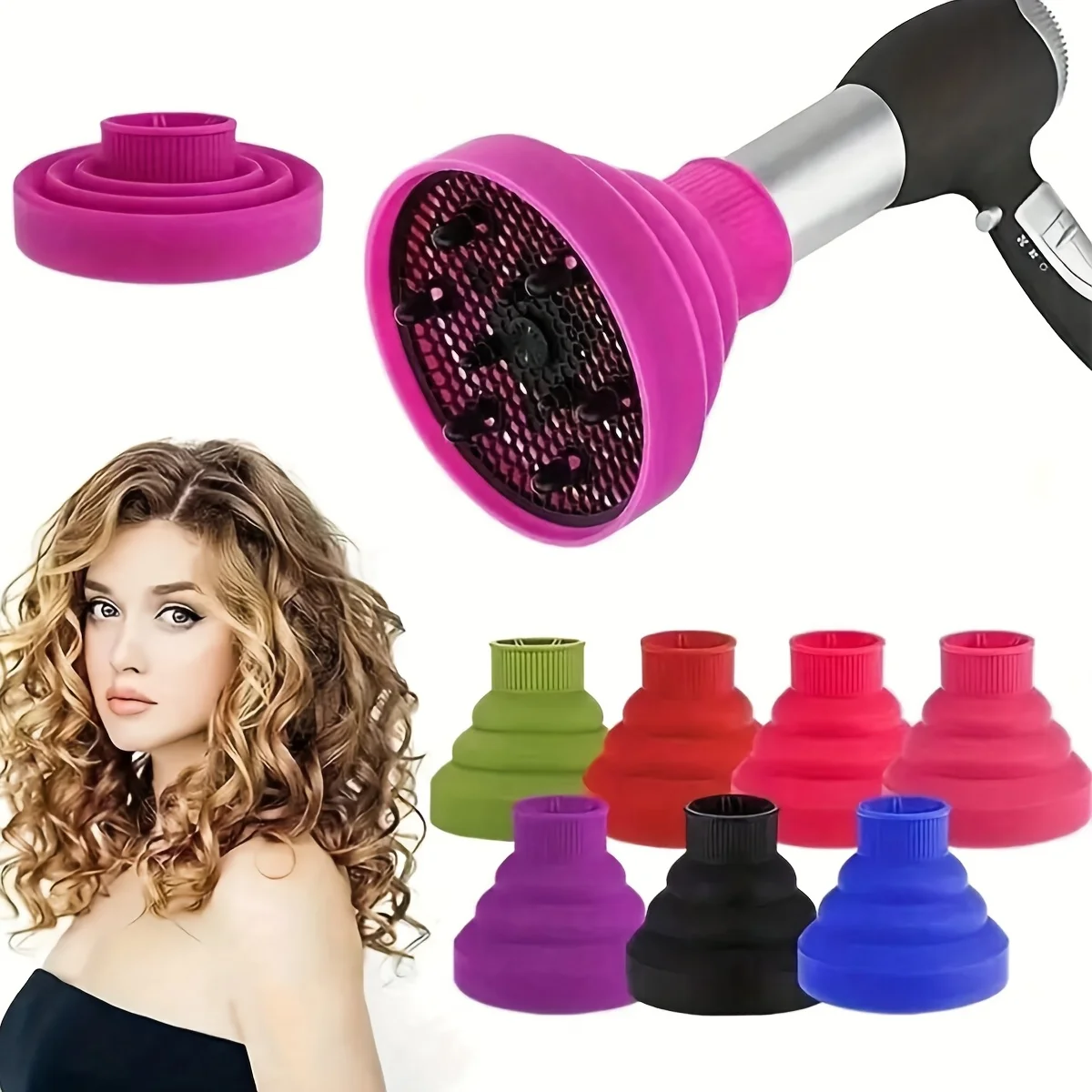 

Silicone hair dryer cover hair dryer telescopic drying and shaping curly hairdressing tool folding wind cover