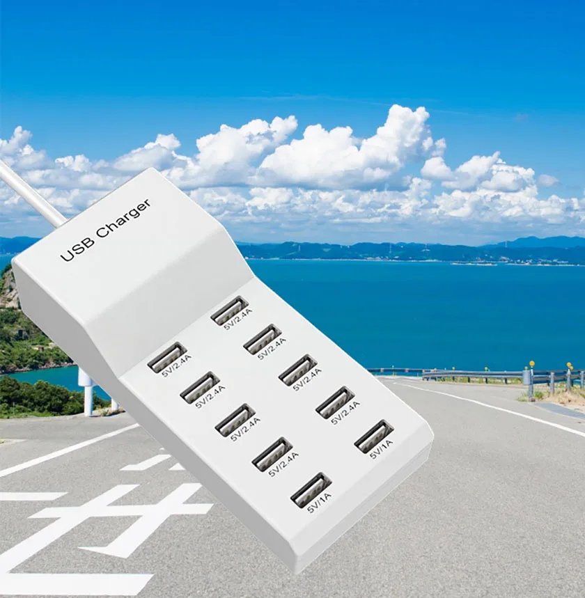 

USB-зарядное устройство, 10-портовая USB-зарядная станция для нескольких устройств, адаптер USB-концентратора 50 Вт для iPhone, Samsung, Xiaomi, Huawei, удлинительная розетка