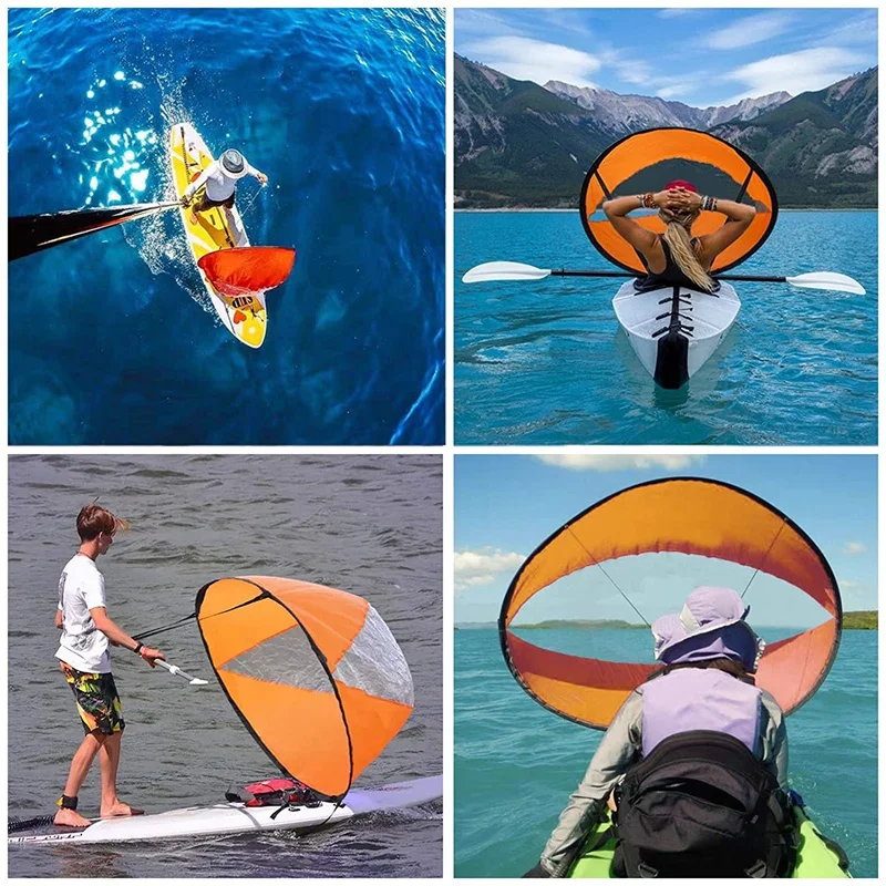 Downwind Wind Sail Kit Kayak Wind Sail Kayak Paddle Board Accessories Easy Setup Deploys Quickly Compact & Portable