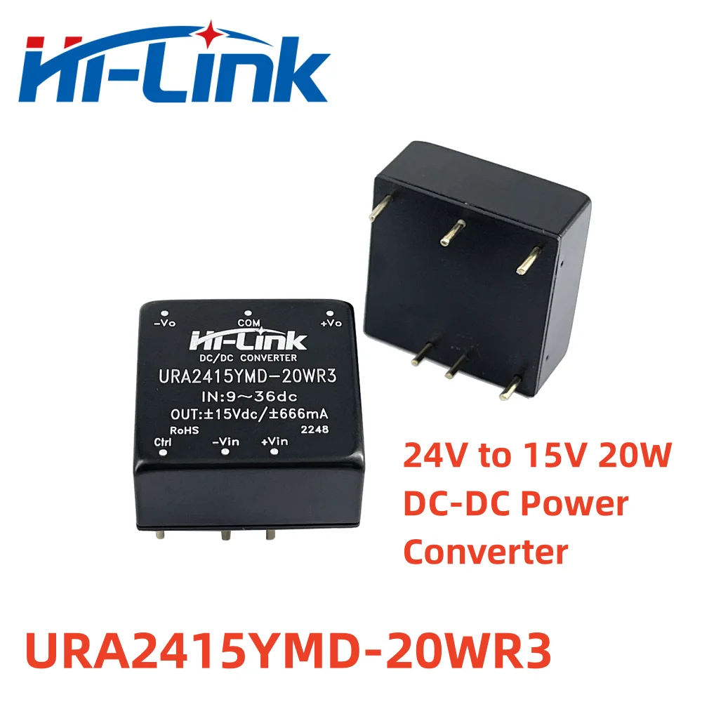 2pcs/Lot URA2415YMD-20WR3 Isolated and Stabilized Dual Circuit 24V to 15V 20W DC-DC Power Converter