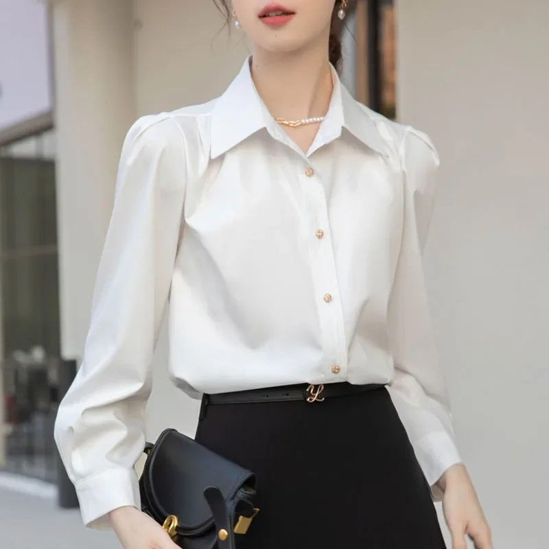 New Long Sleeve Turn Down Collar Women Shirt White Shirt Blouse Women Tops Blouses Shirts Blusas Para Mujer Camisas Blusas P136