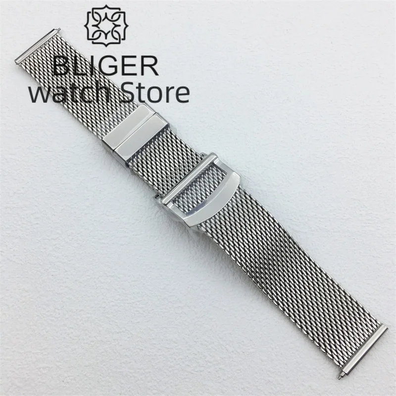 Металлический браслет BLIGER 20 мм Mmesh из нержавеющей стали Wwatch Sstrap оригинальная Складная пряжка