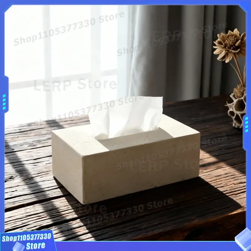 Natural Travertine Tissue Box Light Luxury Marble Desktop Paper Holder Retro Creative Living Room Dining Table Decor High End