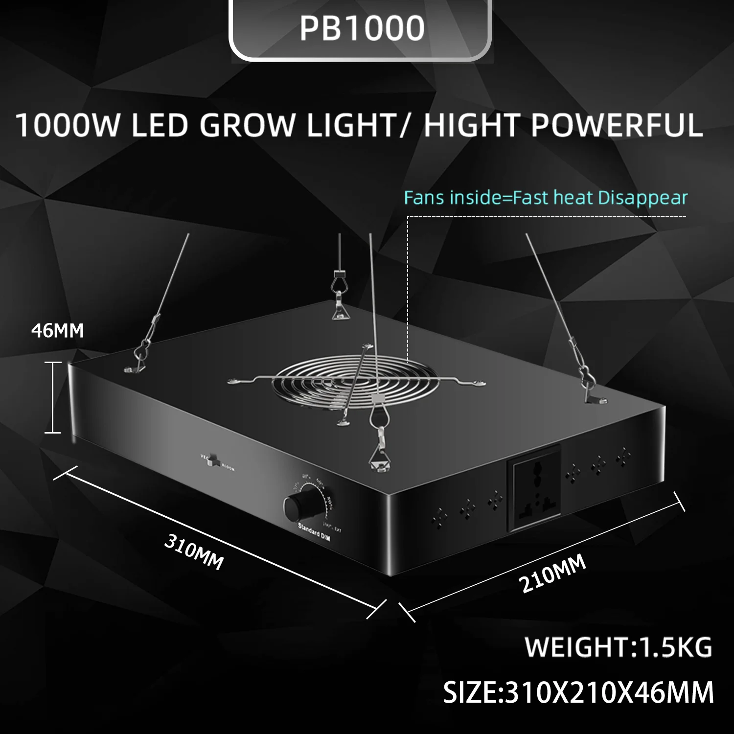 LED Grow Light Sam-Sung Dimmable 2000W Full Spectrum Grow Light 572PCS LEDs High PPFD For 3x3FT Coverage, Veg and Blooming Model