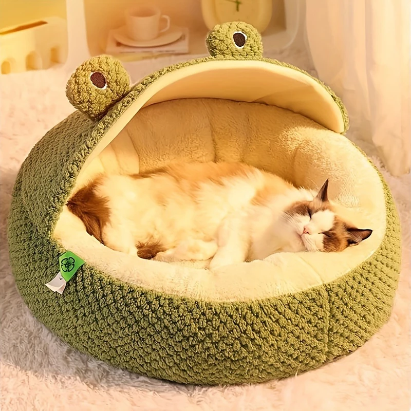

Little Frog Soft Plush pet Bed Warm Durable Comfortable Pet Sofa High-Quality Polyester for Cats and Small Dogs Pet Supplies