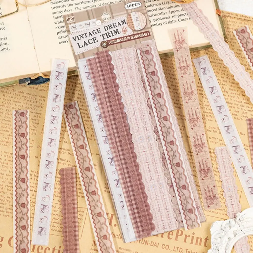 40sheets/1pack Kawaii Scrapbook Stickers Retro DIY Decoration DIY Journal Stickers Lace Post Office Exquisite