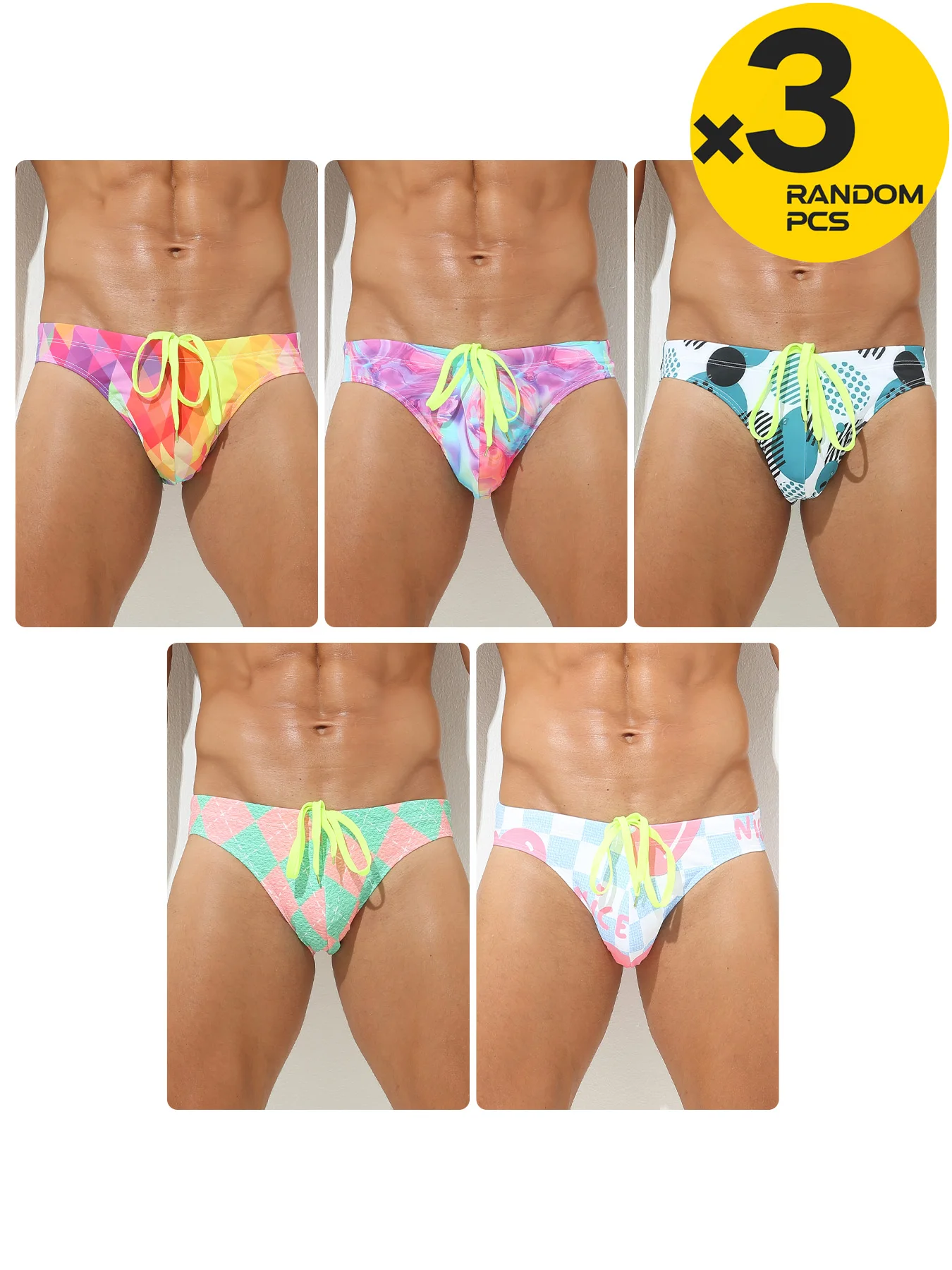 

Men Swim Bikini Swimsuits Swimming Briefs Sexy Swimwear Quick Dry Beachwear Low Waist Beach Surfing Super discount Randomly 3pcs