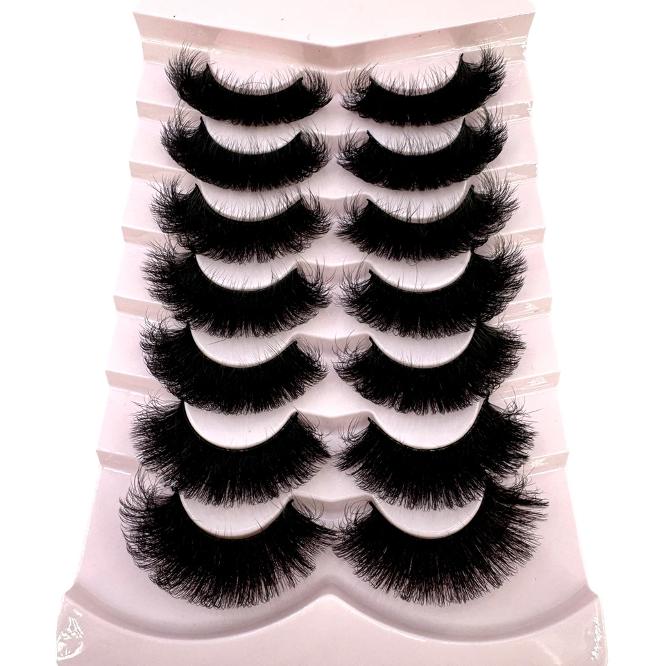 MKYDCG: 7 pares de pestañas de visón 3D de 15-25mm, esponjosas, gruesas y naturales 3