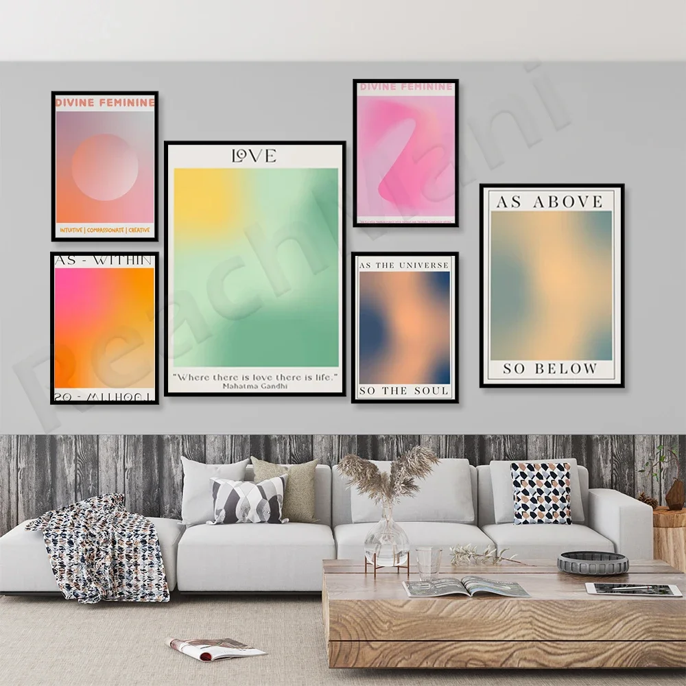 Halo color gradient print, meditation energy spirit, divine feminine poster, astrology, inspirational art, aesthetic room decor