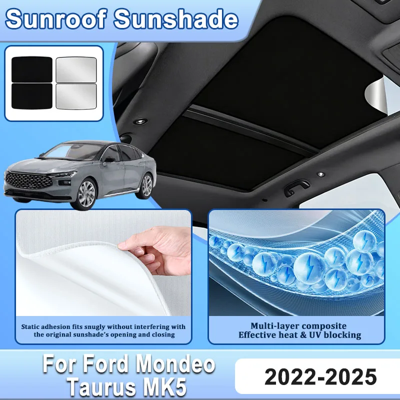 For Ford Mondeo MK5 Taurus 2022~2025 Accessories Car Sunroof Shade Electrostatic Adsorption Sun Roof Sunshade Visor Covers Parts