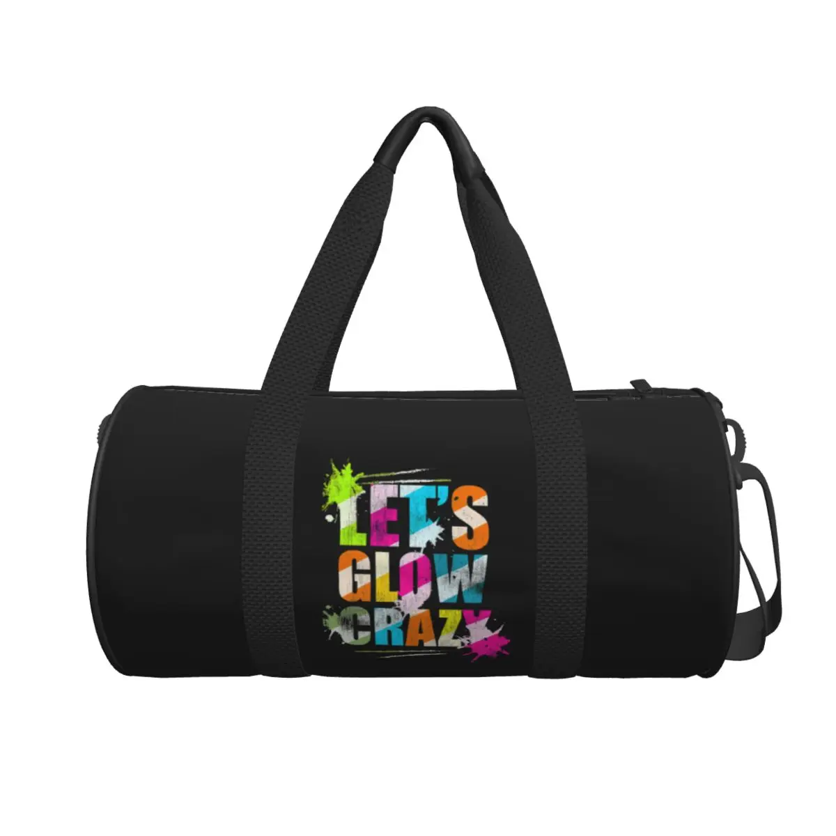 

Let's Glow Crazy Neon Party Light Rave Large Duffle Gym Bag Waterproof Duffle Travel Bags Handbags Fitness bag