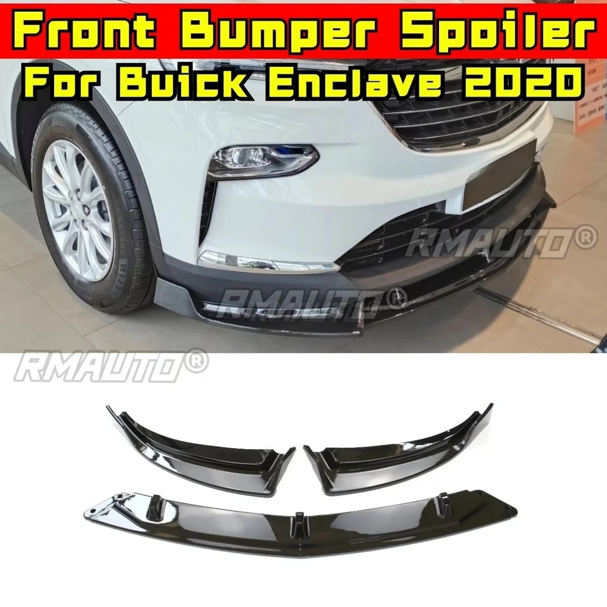 

For Buick Enclave 2020 Car Front Bumper Lip Splitter Diffuser Body Kit Gloss Black Bumper Protector Modification Part