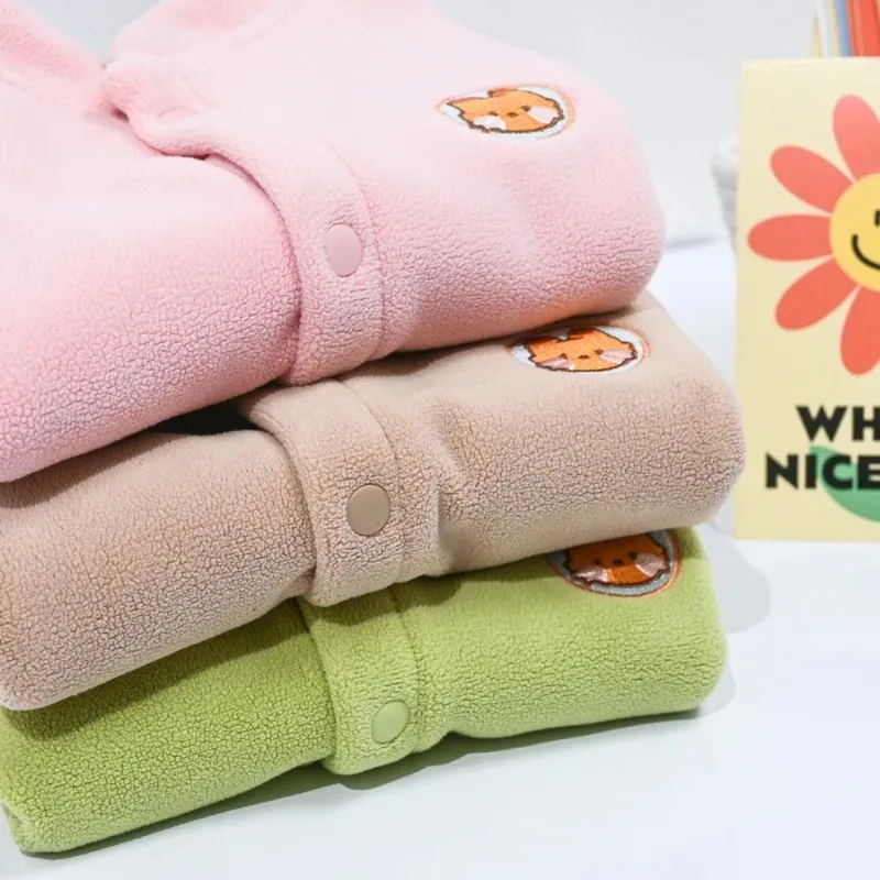 Four Seasons Thickened Warm Plush Vest for Boys and Girls Pink Rabbit Coffee Polar Fleece Horse Clip Infant Shoulder 2-6Years