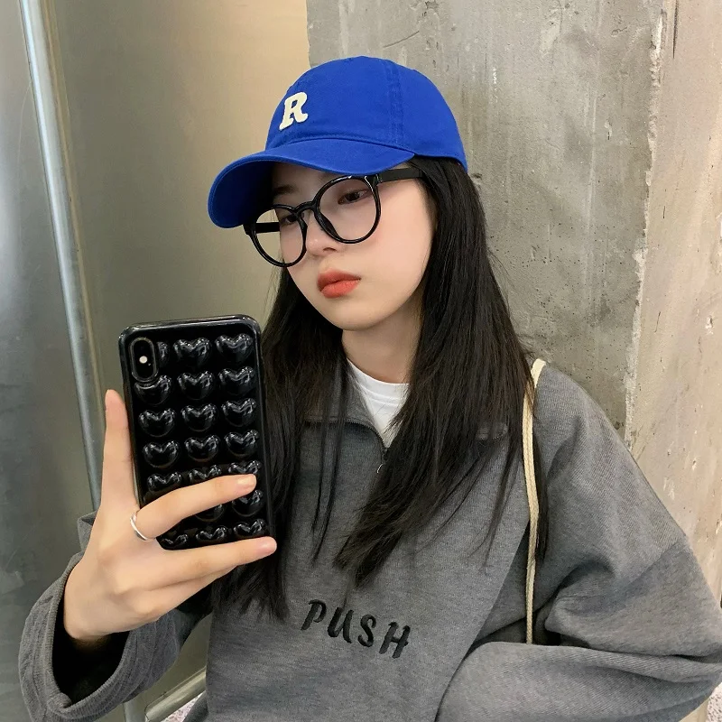 2022 Hat Female Online Influencer R Alphabet Peaked Cap Trendy Ins Korean Style All-Matching Sun Hat Style New Baseball Cap