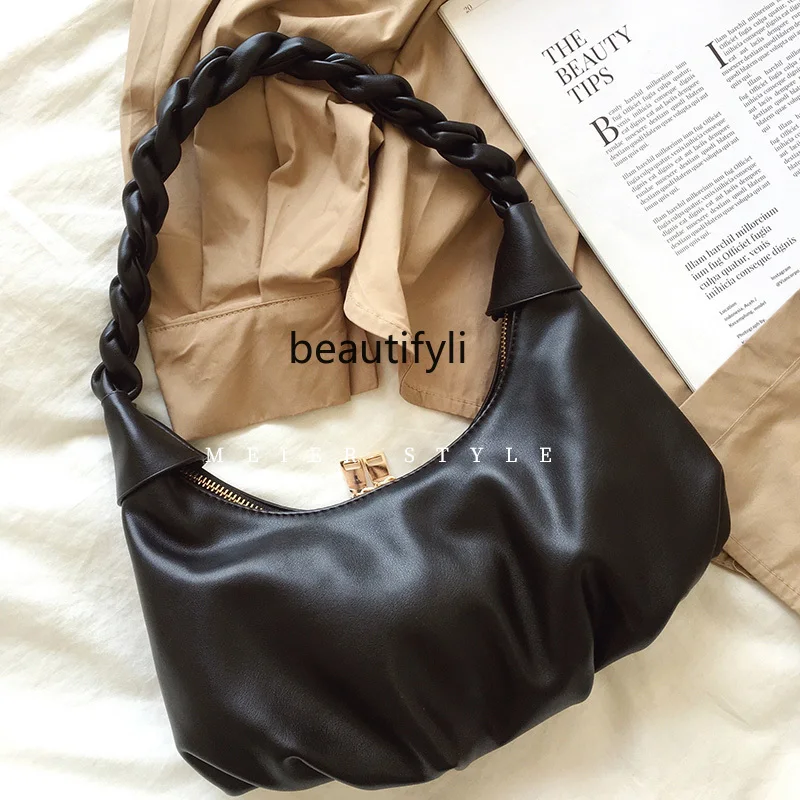 Retro Twist Shoulder Strap Underarm Bag Pleated Selenodont Bag Handbag Shoulder Bag for Women