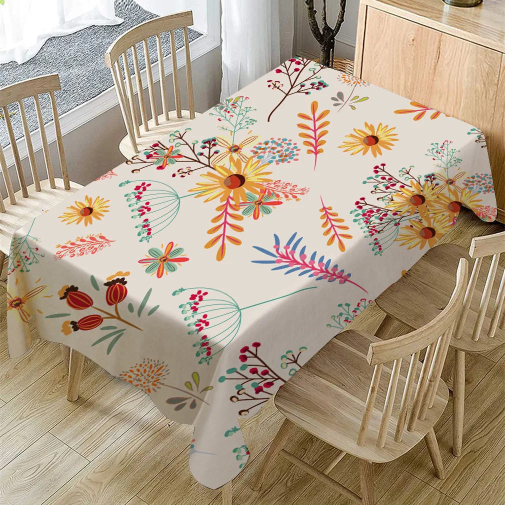 

Popular Color Flower Cotton and Linen Tablecloth