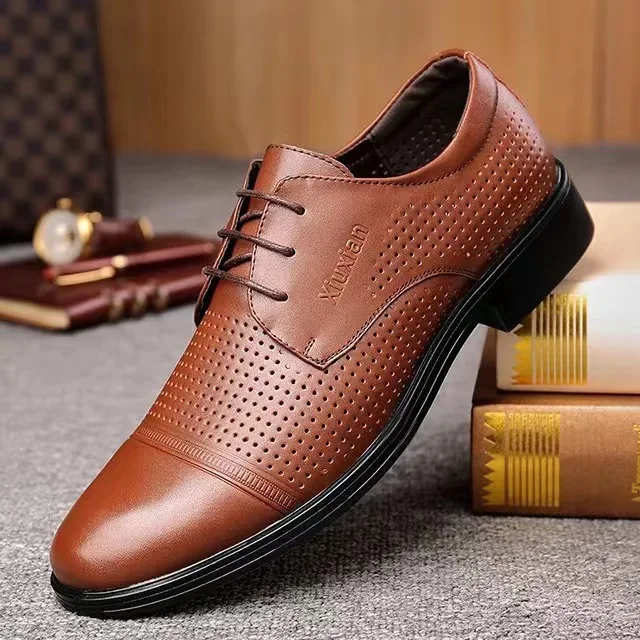 New Style Formal Three-joint Leather Shoes, Business Casual Leather Shoes, Breathable Non-slip Shoes, Three-joint Men\'s Shoes