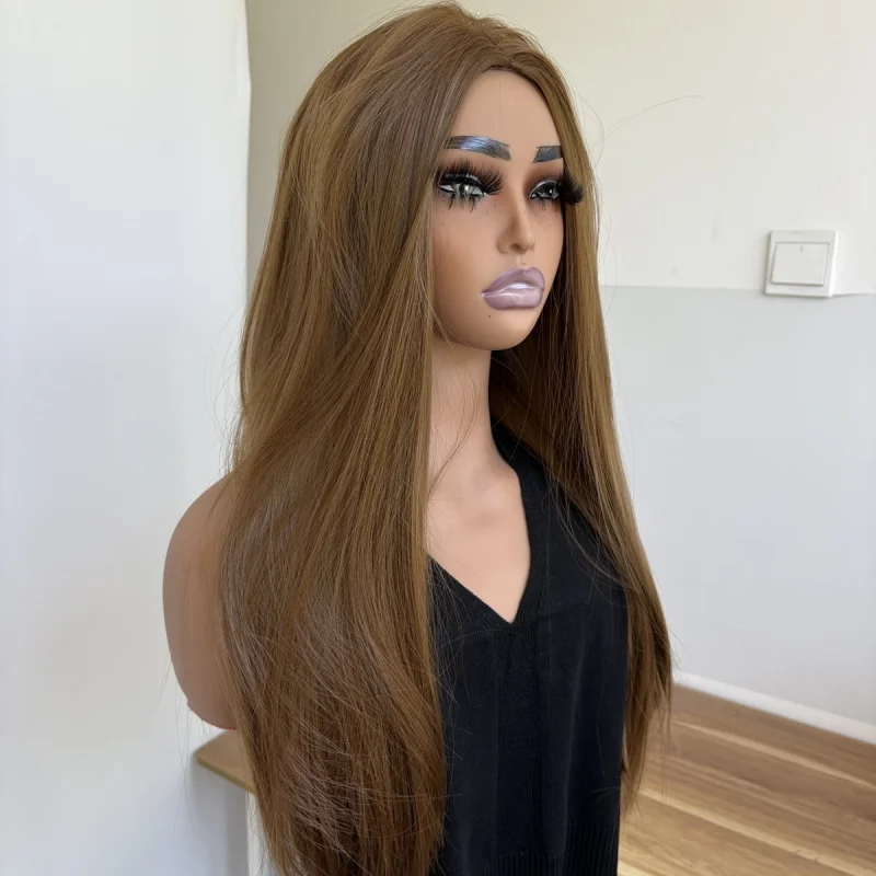 

Layered Medium brown Heat Resistant Hair Cosplay Wigs Long Straight Natural