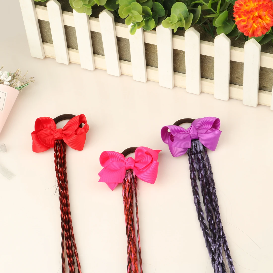 1PC Girls Hair Bows Colorful Wigs Bow Hair Ties Princess Hair Ornament Headbands Hair Bands Children Kids Hair Accessories