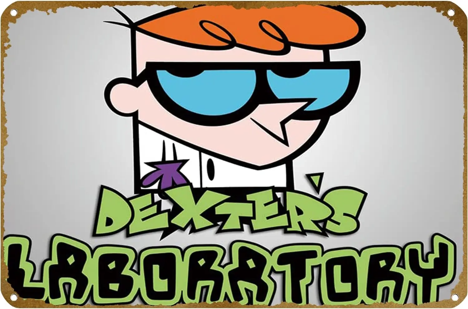 ملصق Dexter;s Laboratory, Dexter (مختبر Dexter;s) ملصق عتيق من القصدير المعدني بشعار Family Club Bar Cafe Bedroom ديكور جداري فني