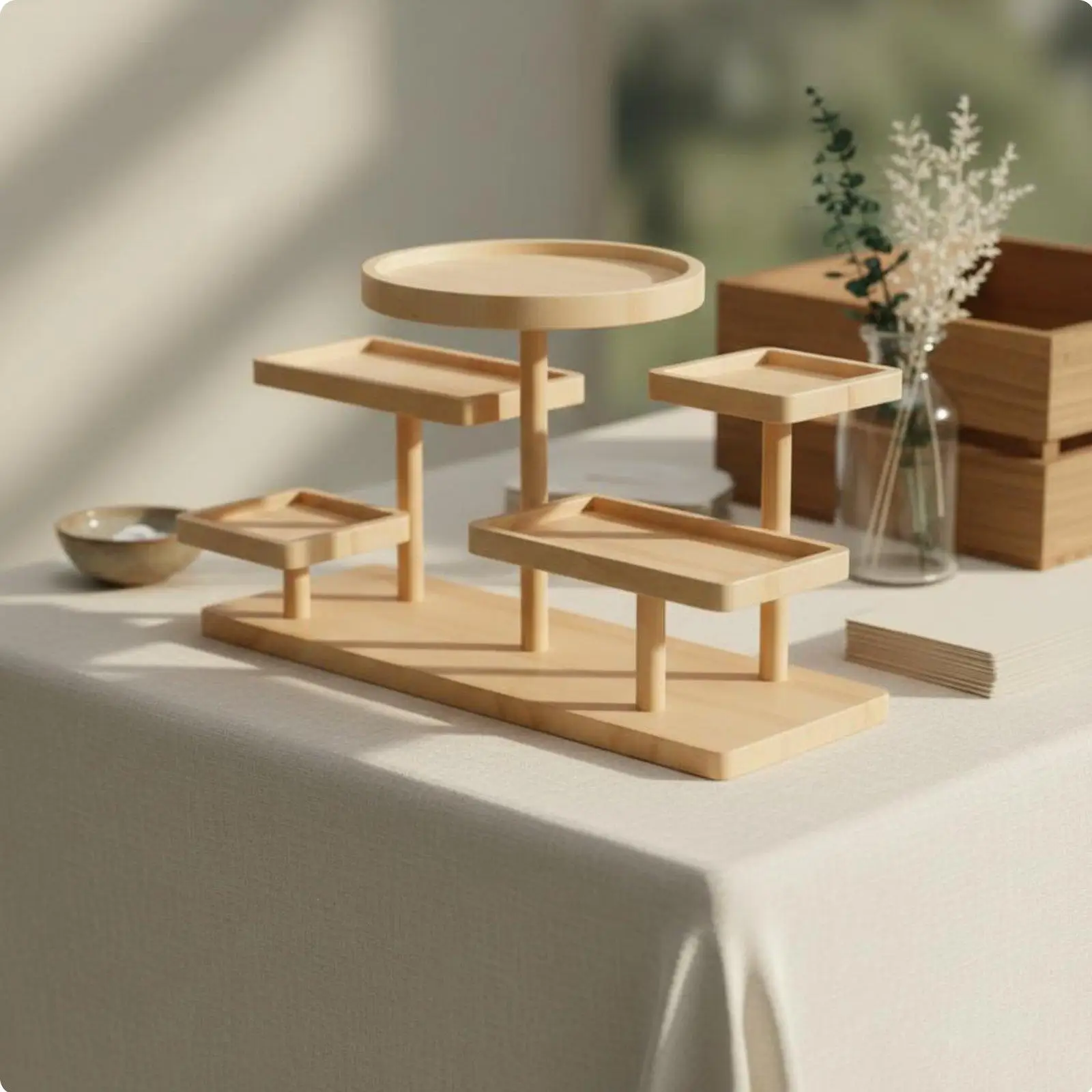 Multi-Tier Wooden Display Stand Wooden Step Shelf Stable Structure Tiered Display Riser for Collectors