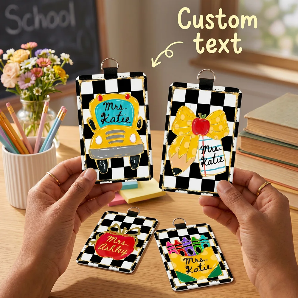 Personalized Custom Name Badge Holder,ID Card Sleeve,Detachable Lanyard,