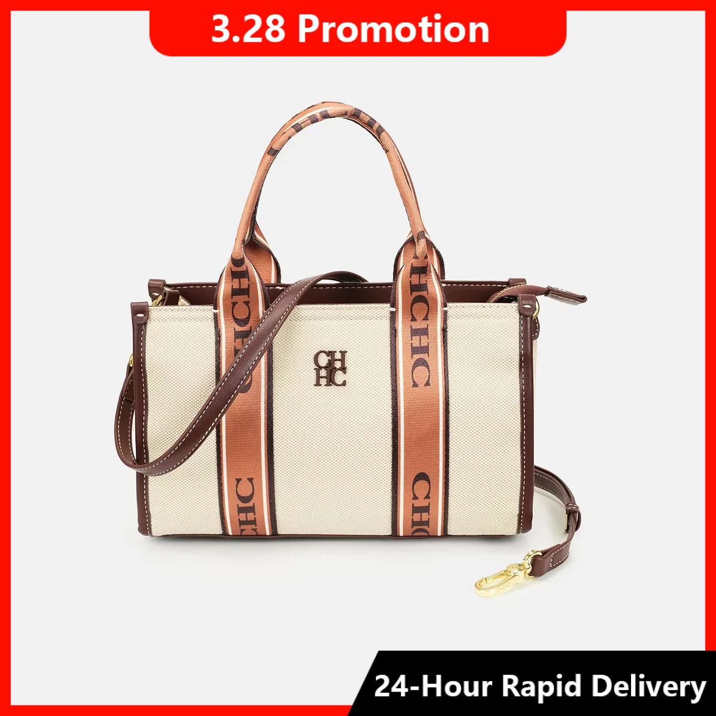 

CH Daily Commute Shopping Tote Bag Classic Minimalist Design High Quality Ladies Handbag 2026 New Women Canvas Shoulder Bag