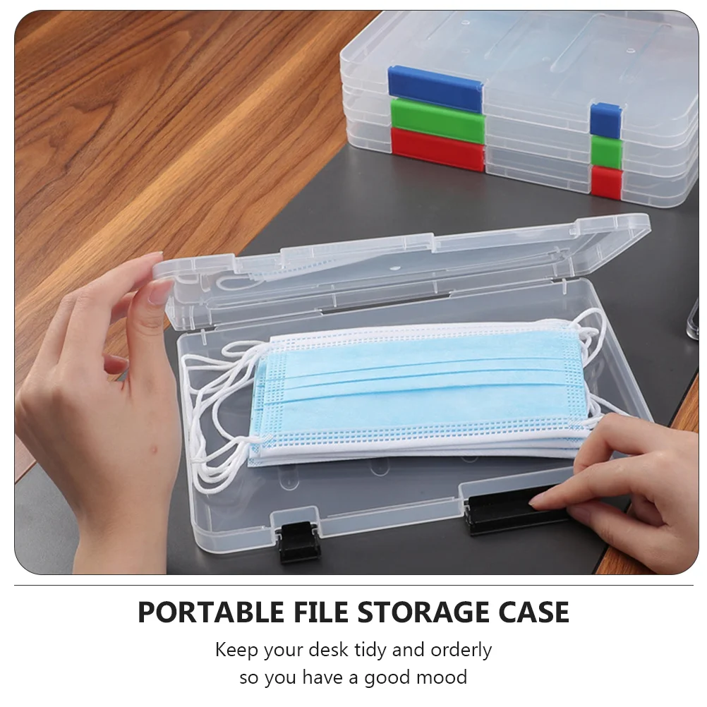 School Office File Organizer Storage Box Folder Document Holder Portable Cases Blue Plastic Clear Envelope