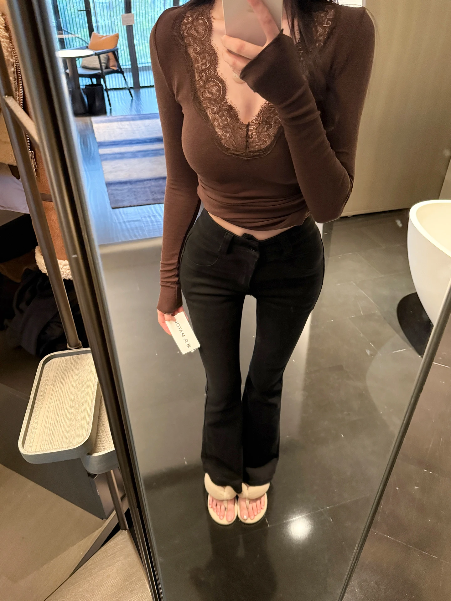 

Bla Fce Lined Wide Leg Jeans Women's High Waist Bootcut Denim Pants Winter Faion Sexy Sle Long Leg Lengthening