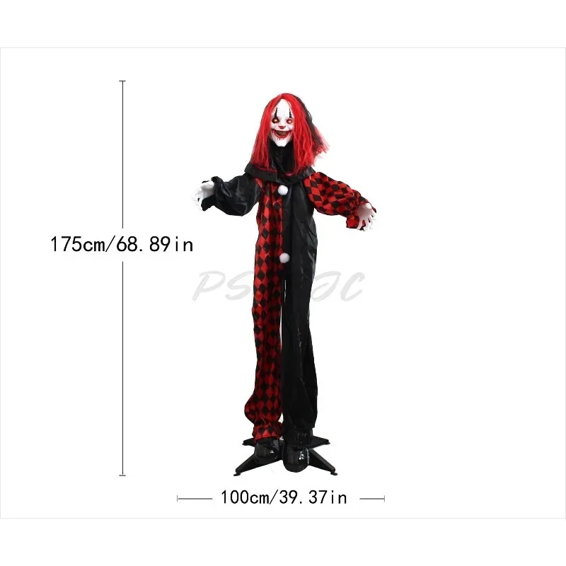 Halloween Voice Controlled Standing Ghost Clown Glowing Ghost Calling Witch Escape Room Haunted House Courtyard Decoration Props